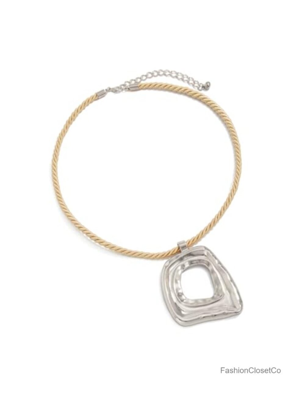 Geometric Hollow Square Pendant Rope Chain Necklace for Women Layering Jewelry
